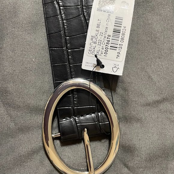 Dynamite Black Belt Crocodile Embossed with Round Silver Buckle SIze xs/s NWT - Picture 3 of 3